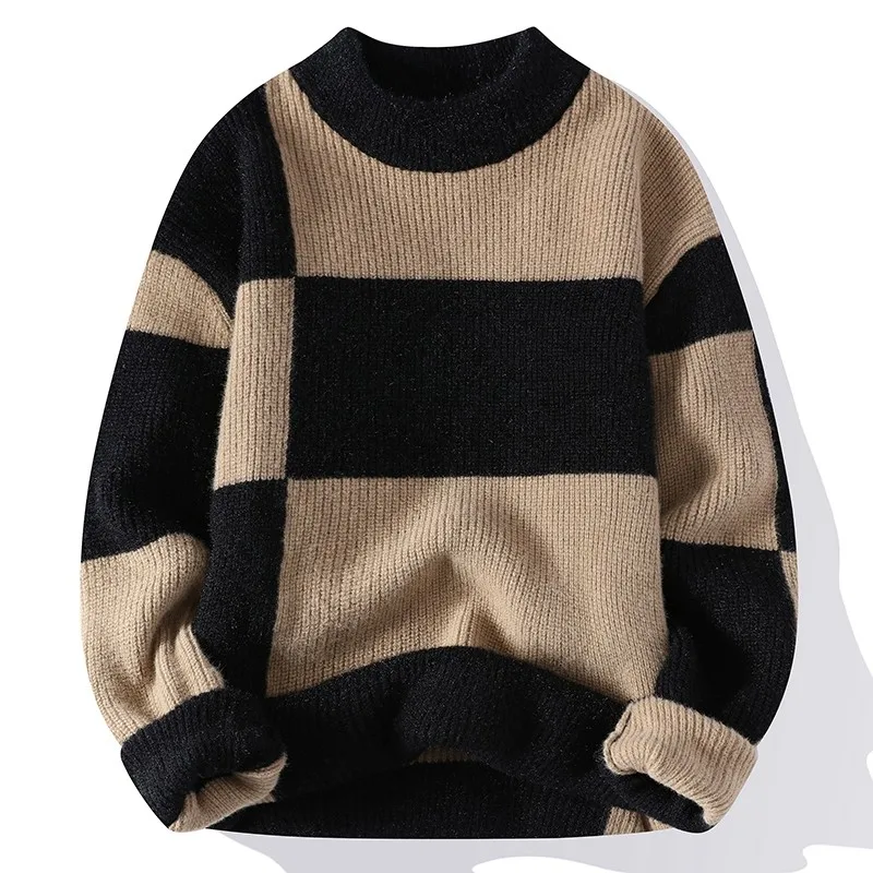 

Autumn Plaid Pullover Men O-neck Checkered College Casual Sweater Winter Knitwear Sweaters Male All-match Clothing