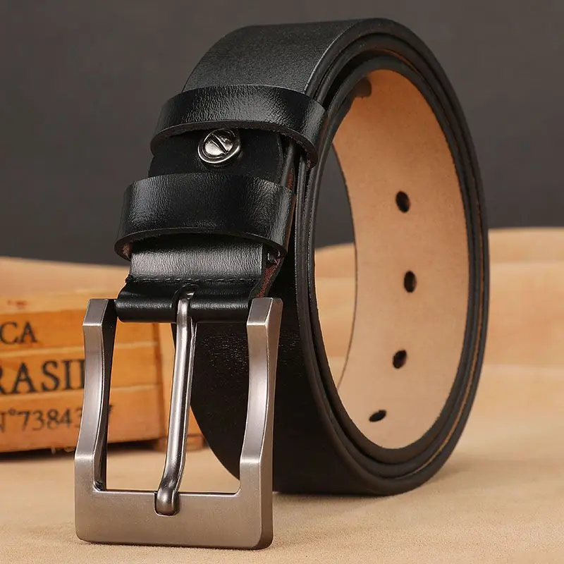 

3.8CM Wide Belt Brown Full Grain Genuine Leather For Mens Buckle Male Upscale Thickened Cowhide Belts Punk Xxxxl Big Size Belt