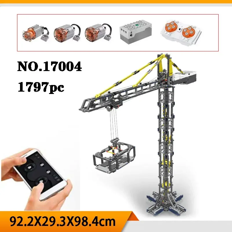 

New NO.17004 City Tower Crane Building Blocks Tower Crane Assembling Building Block Toys Adult Interest Children Birthday Gift