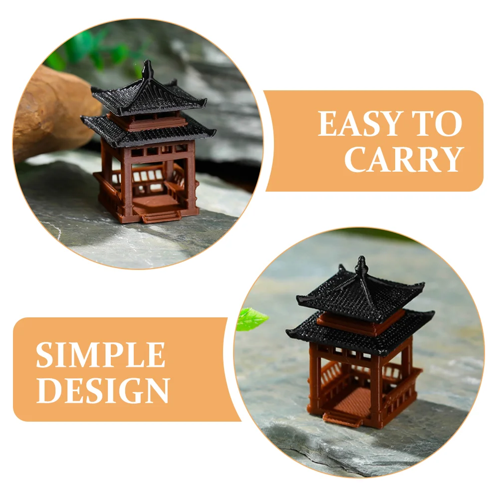 Micro Landscape Four-corner Pavilion Garden Decor Fish Tank Zen Statue Decoration Ornaments Plastic Mini