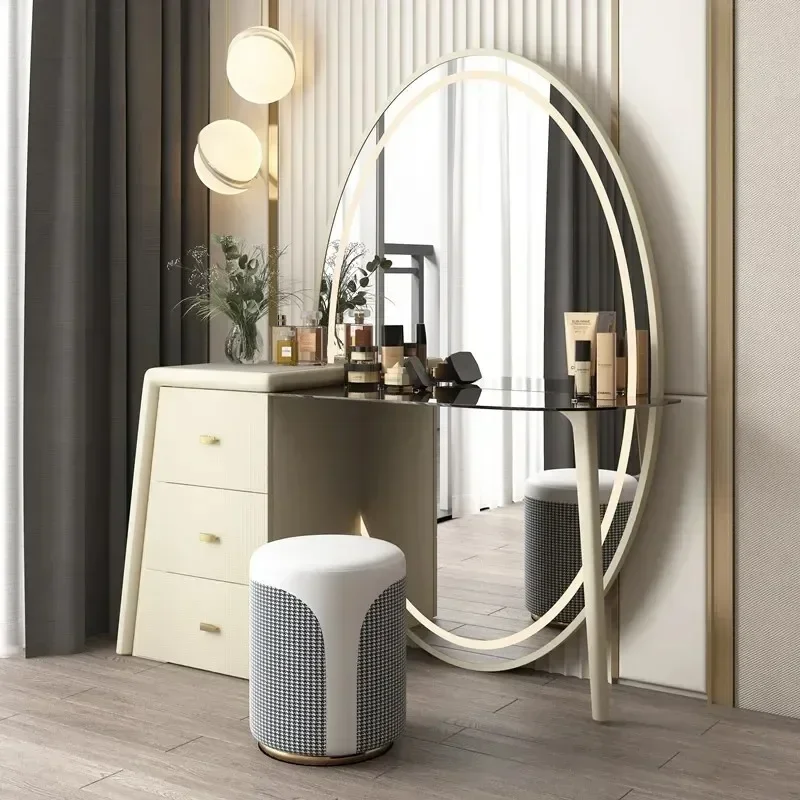 Bedroom Makeup Table Storage All-in-One Cabinet  Minimalist Dressing Table Floor Large Makeup Mirror