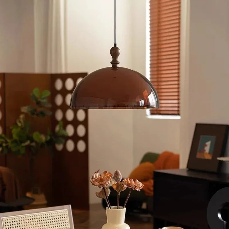 Vintage French Medieval LED Pendant Light for Kitchen Counter Bar Dining Room Restaurant E27 Round Acrylic Hanging Lamp