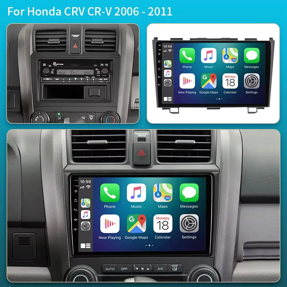 8Core Android 16 Carplay Car Radio For Honda CR-V 3 RE CRV 2006-2011 Multimedia Video Player 2 Din Navigation GPS DVD Head Unit
