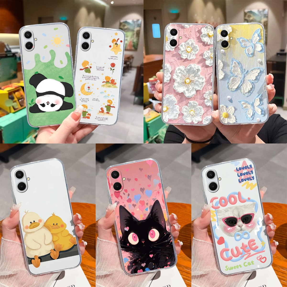 For Samsung Galaxy A08 Phone Case Funny Cartoon Clear Soft TPU Silicone Shockproof Back Cover For Galaxy A 08 High Quality Capa