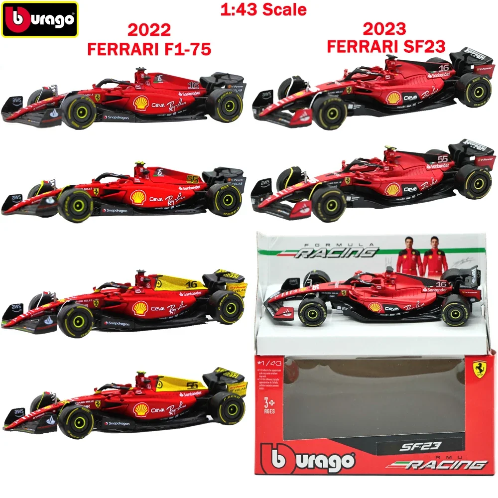 Bburago 1:43 2023 Ferrari SF23 2022 Ferrari F1-75 Racing #16 #55 Alloy Car Die Cast Cars Model Toys Collection Racing For Adults