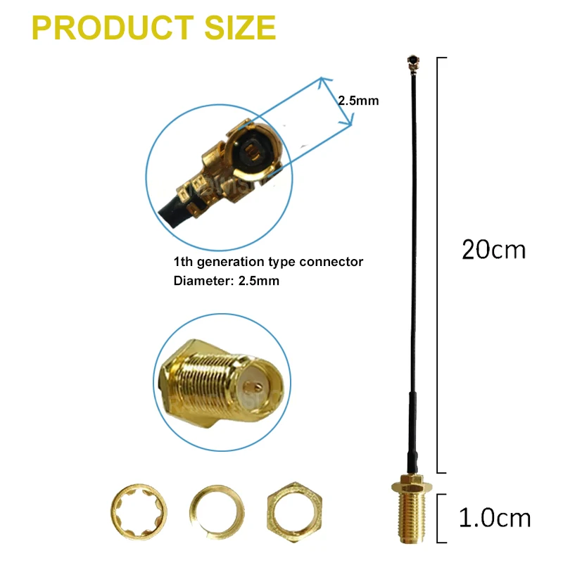 GWS 10 Stück Großhandel 433MHz Antenne 5dBi SMA-Buchse LoRa Antenne PBX IoT Modul LoRaWAN Signalempfänger Antenne RG1.13 21CM Pigtail – Detail 4