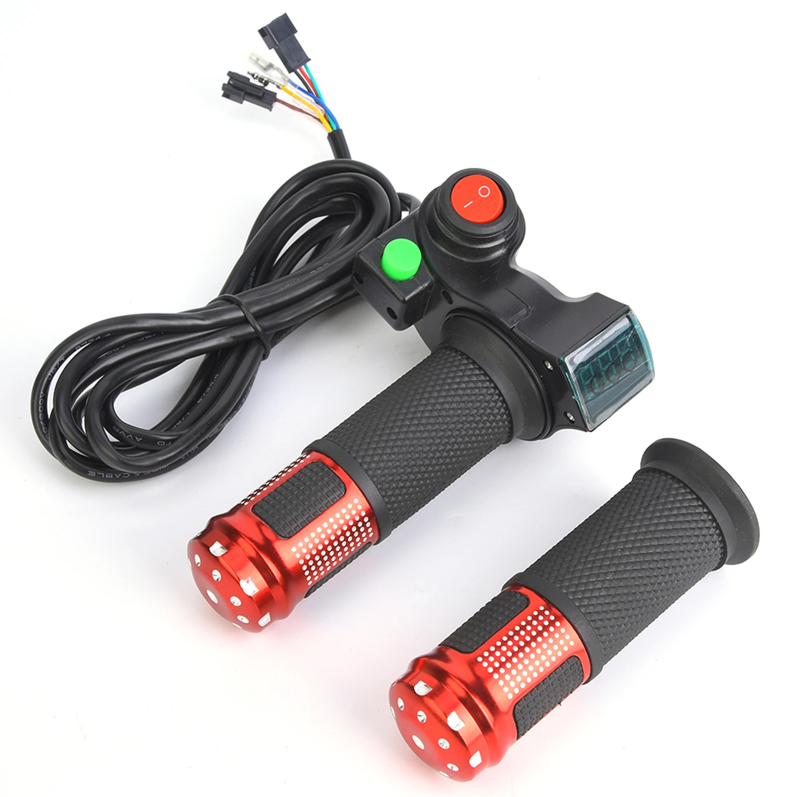 

1 Pair Electric Bike Twist Throttle with LED Voltage Display for 12-99V Electric Bike Scooter