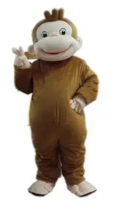 Christmas Curious George Monkey Mascot Costumes Cartoon Fancy Dress For Adult Animal Brown Halloween Party Mascot