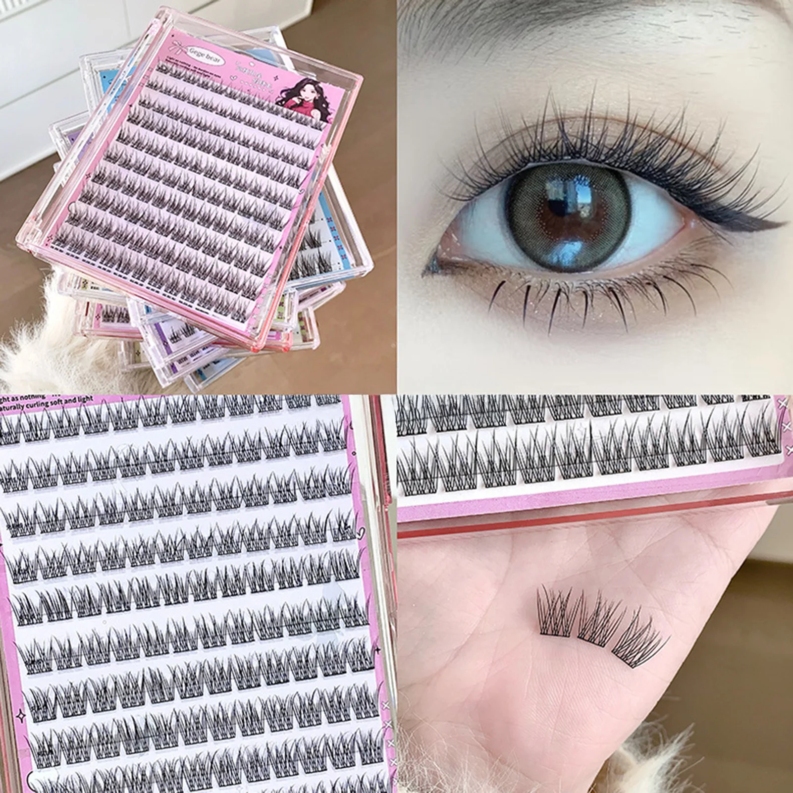 Diy clusters de cílios postiços auto-adesivos cílios sem necessidade de cola mangá extensão de cílios natrual coreano individual cílios cluster