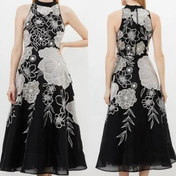 CustomizedJiayigong   Exquisite High Collar A-line Flowers Organza Ankle-Length Bespoke Occasion Dresses Prom