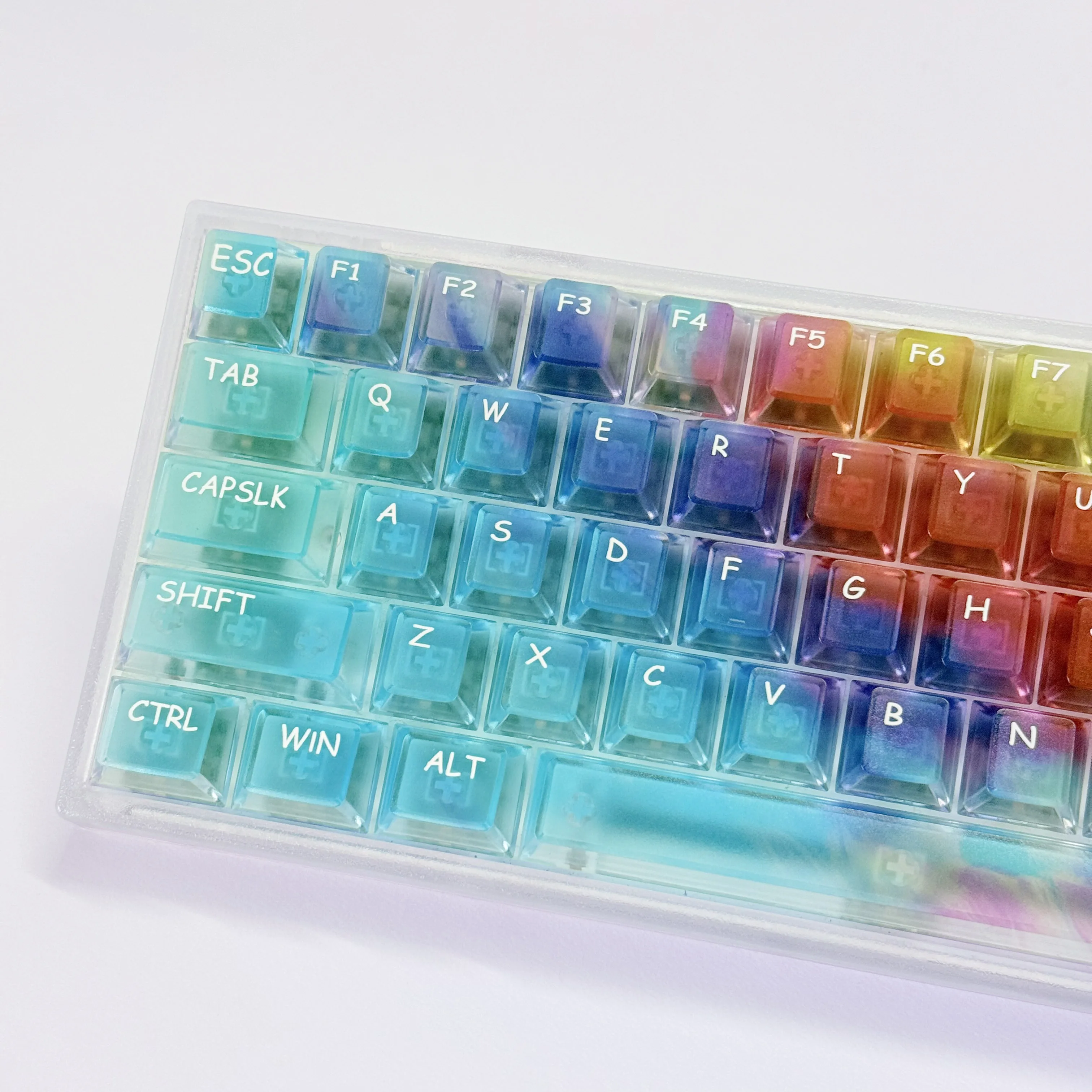 Mattierte transparente Regenbogen-Tastenkappe, PC-Kirschprofil, individuelle DIY-Tastenkappe, 119 Tasten für 60 % 65 % 75 % TKL, 96 % 100 % mechanische Tastatur