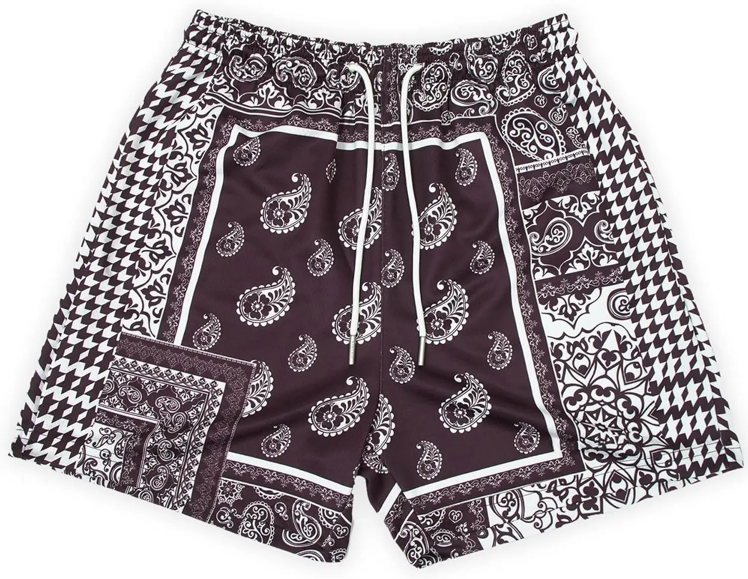 DIOTSR Mens Mesh Paisley Shorts, Casual Retro Graphic Shorts, Athletic Running Gym Shorts for Men