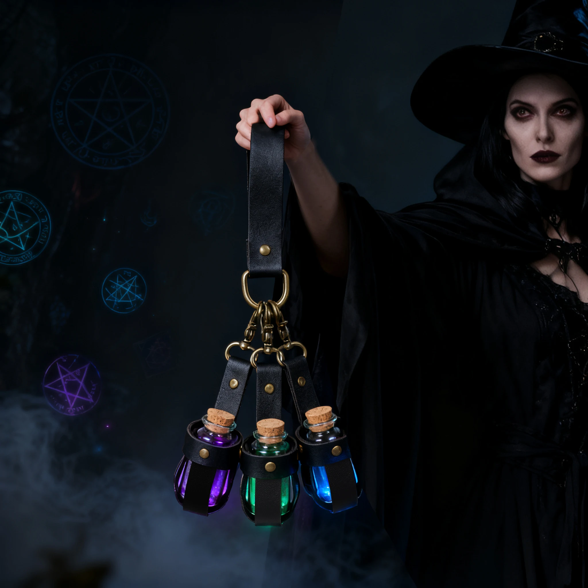 

3 средневековых пробковых бутылки со зельями, поясная сумка в стиле фэнтези, боковая сумка, подарок на Хэллоуин и Пасхальный костюм