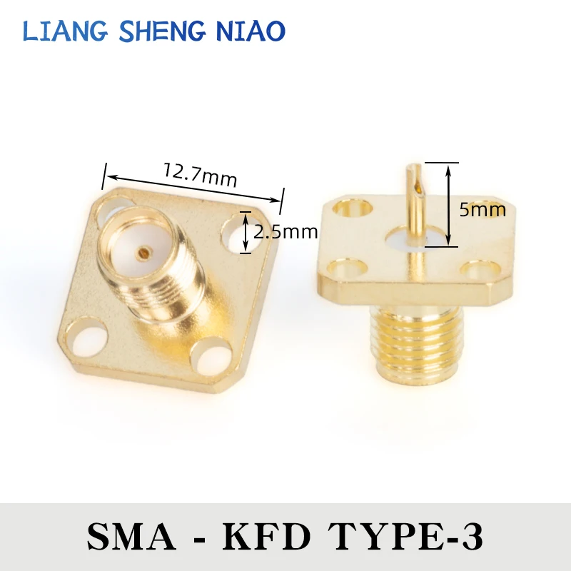2 шт. гнездовой разъем SMA, Панельное крепление, радиочастотный коаксиальный соединитель, фланцевый, позолоченный, медный, фланцевый, женский