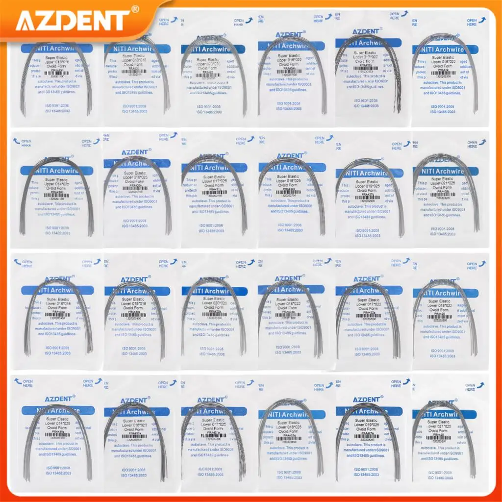 10 unidades/pacote dental ortodôntico niti redondo retangular arco fios azdent super elástico forma ovóide superior inferior