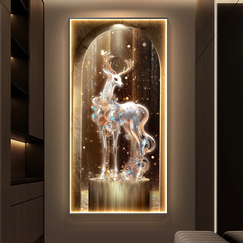 #Deer Modern Light Luxury Sense With Light Decoration Light Painting For Entrance Doors Corridors Corridors Wall Lights Painting