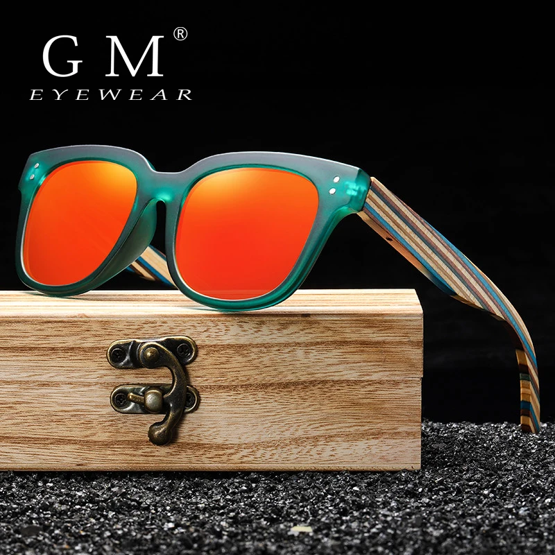 

GM Natural Handmade Wood Sunglasses Women Sun Glasses Brand Design Original Color Glasses Oculo S5089