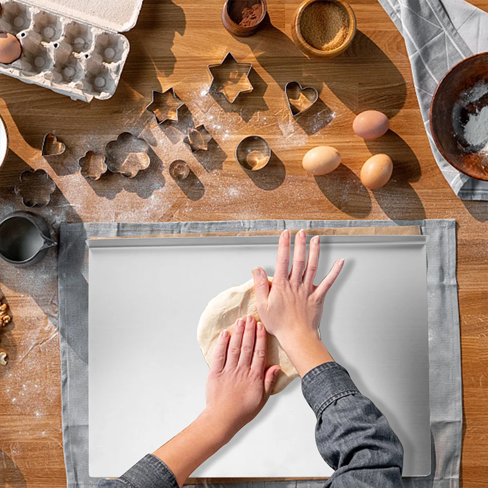 

Kitchen Stainless Steel Cutting Board Dough Kneading Non-Slip Scratch Resistant Board for Meat Fruit Vegetable