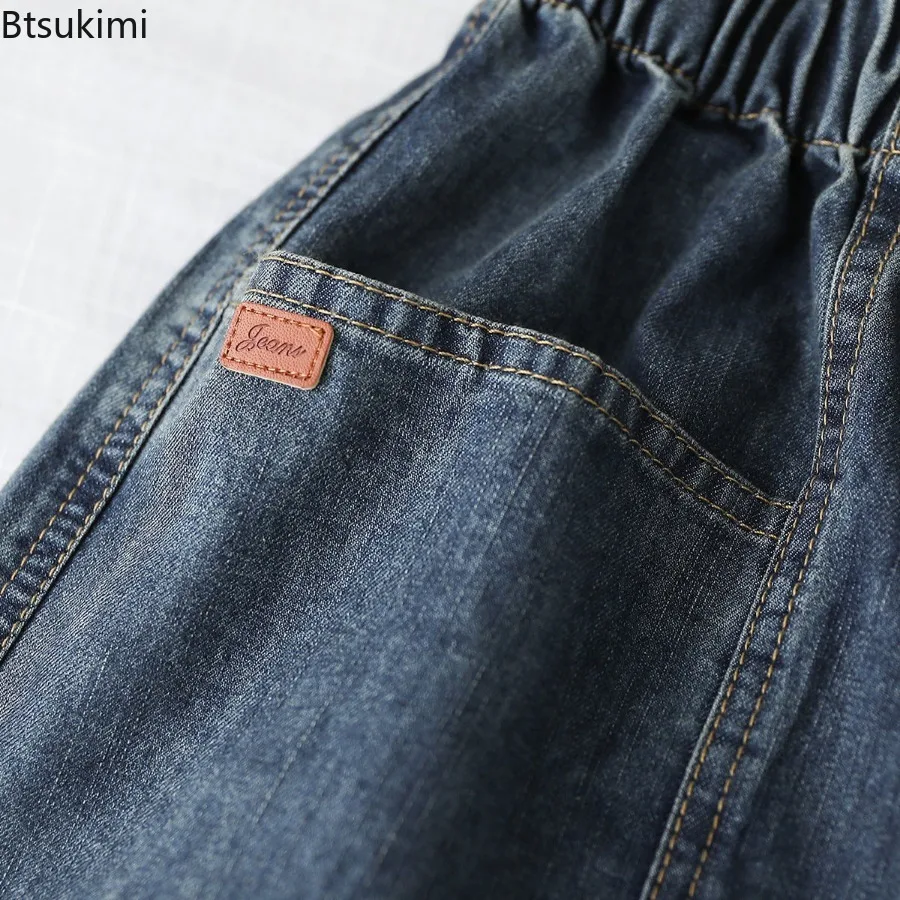 2025 Women's Summer Casual Jeans Shorts Korean Style Loose Pocket Design Ladies Elastic Waist Jeans Shorts Female Summer Shorts
