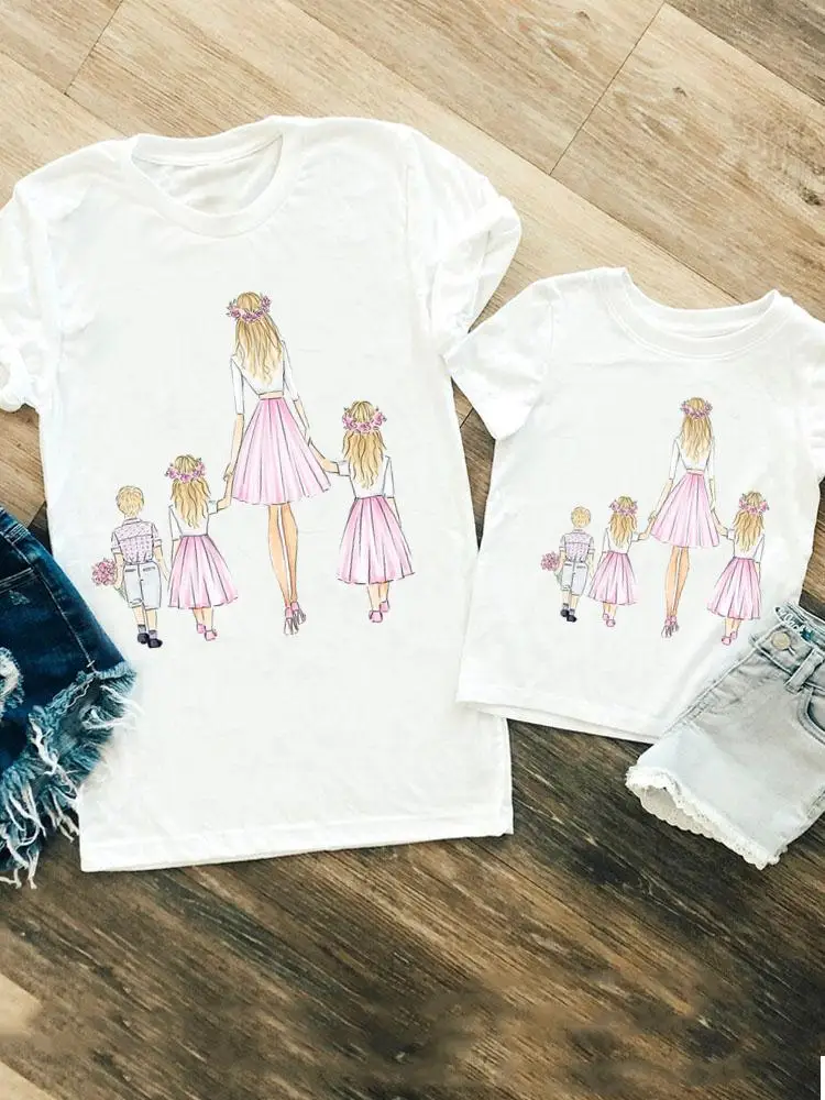 

Family Matching Outfits Sweet Daughter Son Cute Tee T-shirt Women Girls Boys Kid Child Summer Mom Mama Tshirt Clothes Clothing