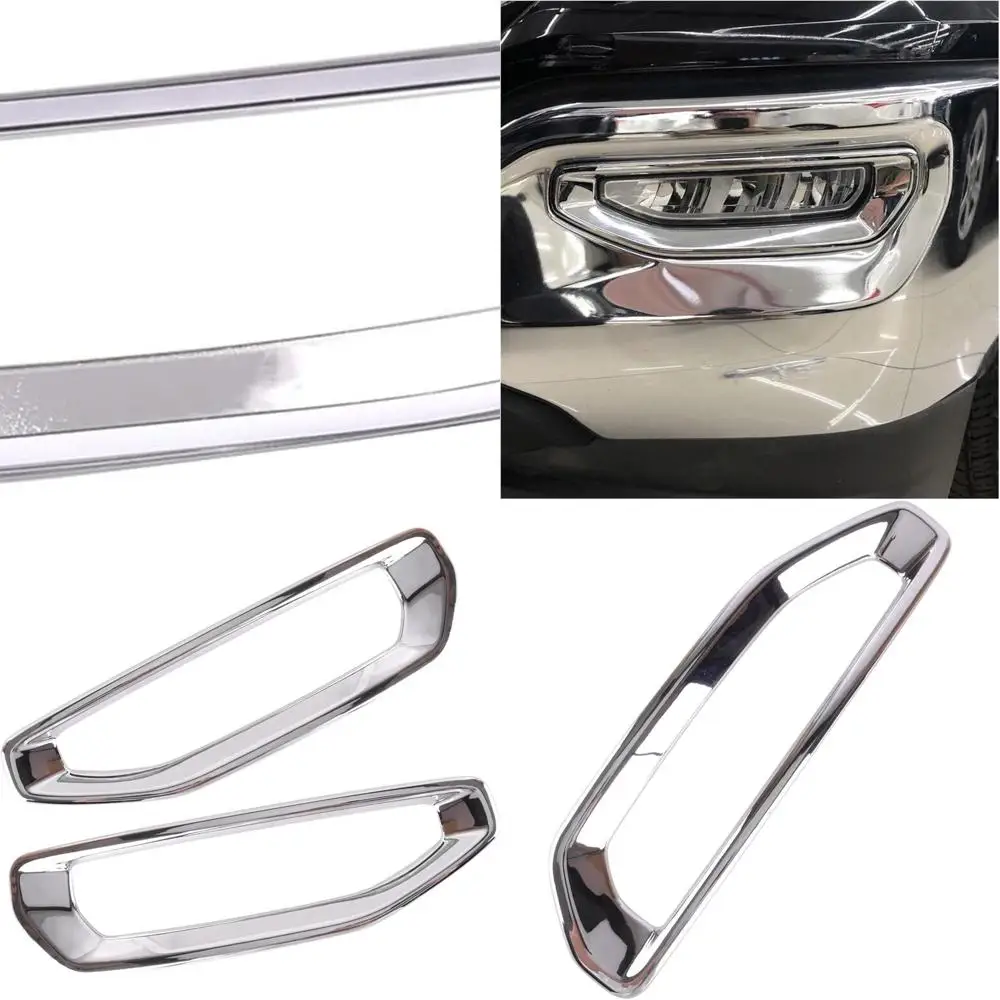 

2 шт./компл. передний бампер автомобиля, противотуманная фара, крышка лампы, накладка, подходит для GMC Sierra 2014 2015 2016 2017 2018, хромированный стиль, ABS, новый