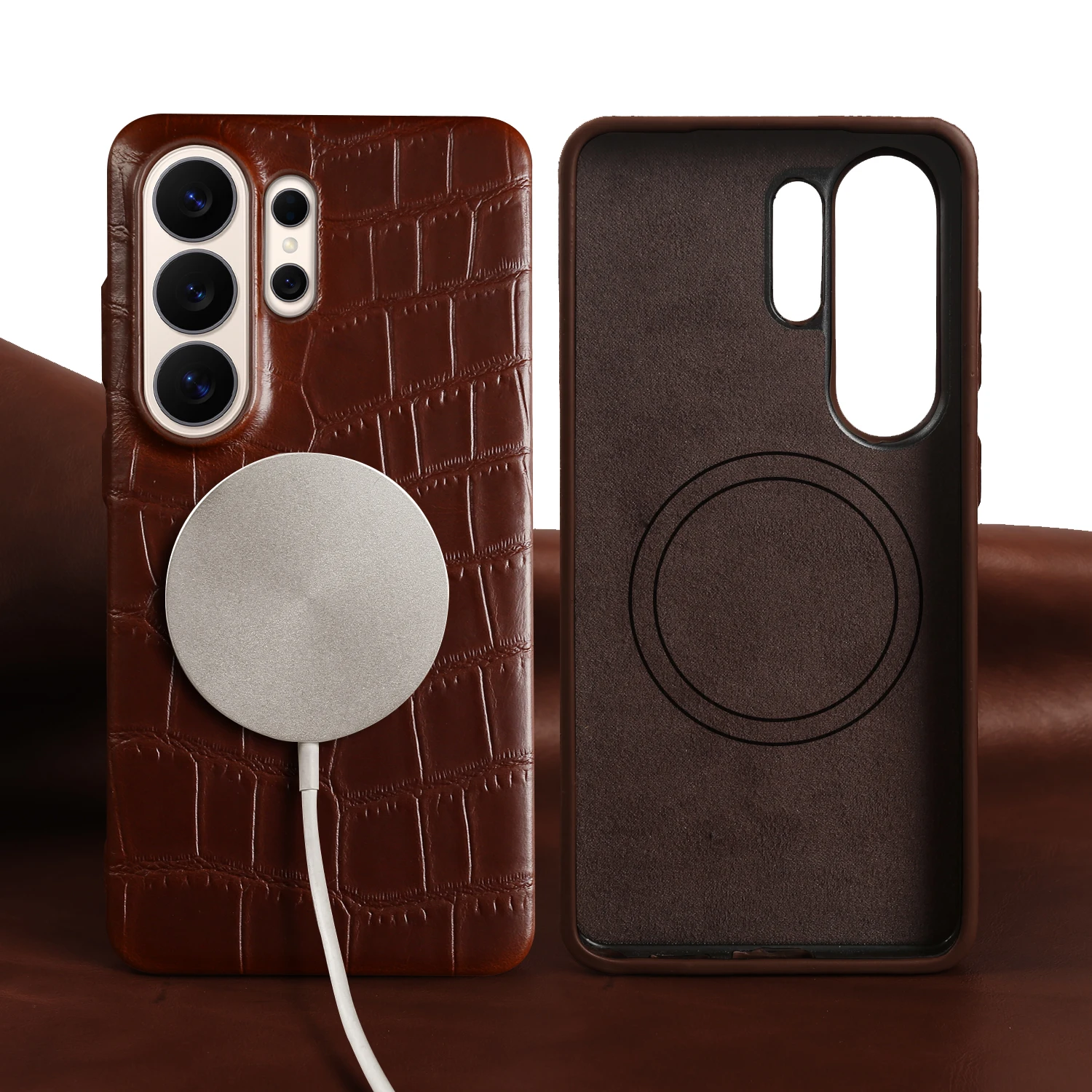 For Magsafe Genuine Leather Case For Samsung Galaxy S26 Ultr