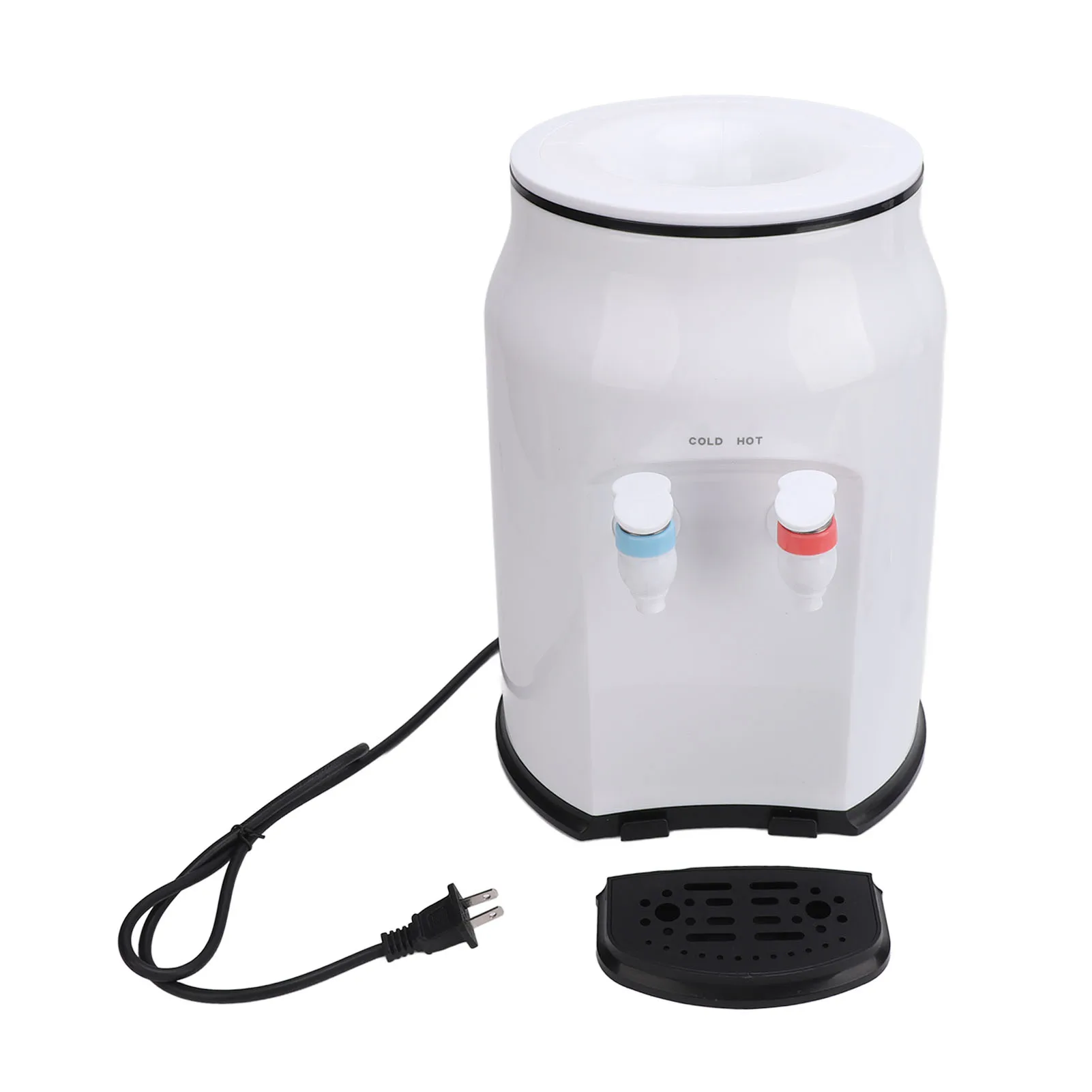 Tabletop Water Cooler Dispenser White Removable Water Tray Top Loading Hot Cold Water Dispenser Small for Office for Dormitory