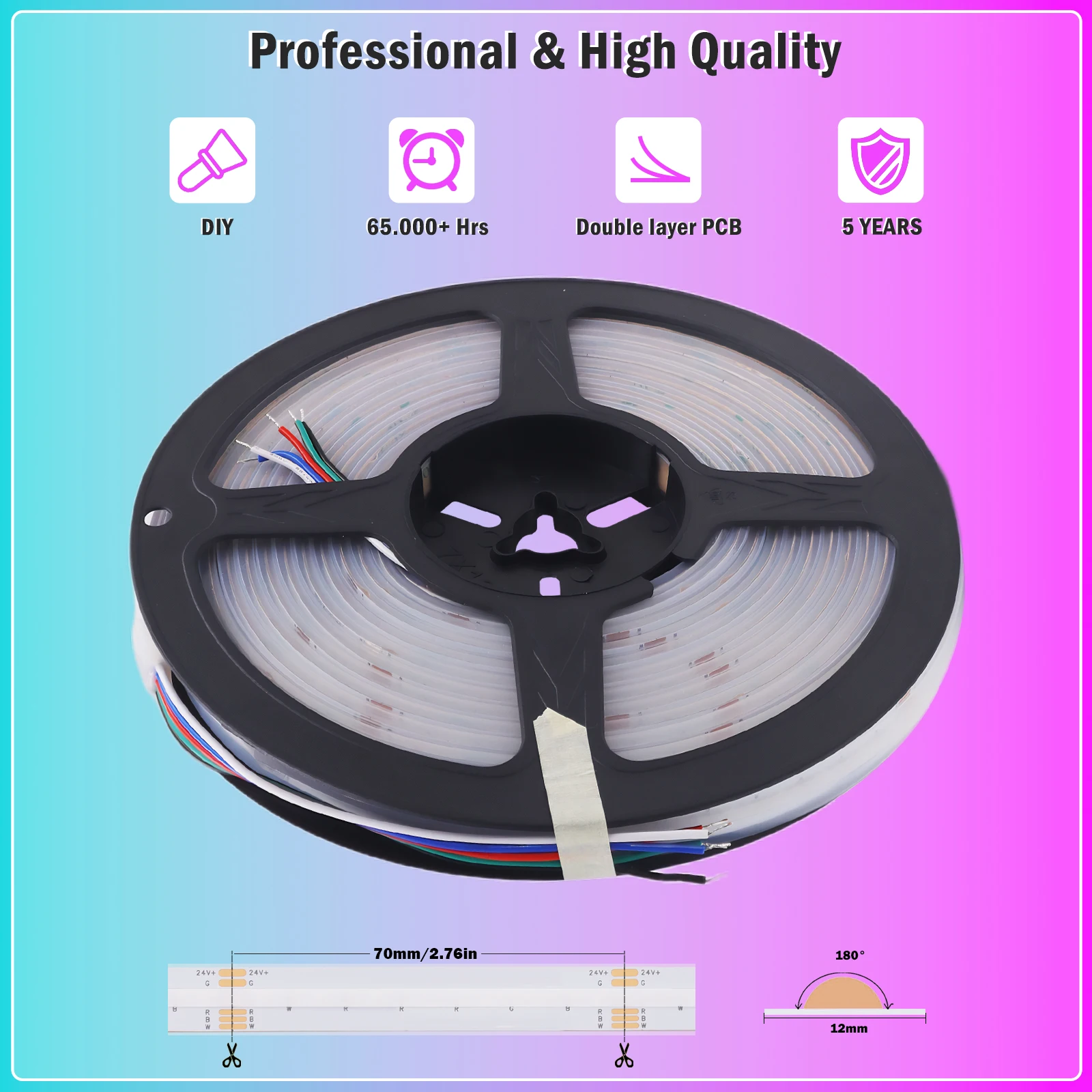 Ip67 Buis Waterdichte Rgbw Rgbww Cob Led Strip 24V 784Leds/M Flexibele Led Tape Diode Flexibel Lint