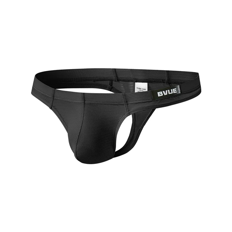 Wholesale men's thongs, cross-border delivery, ice silk low waist rear empty single underwear BV03