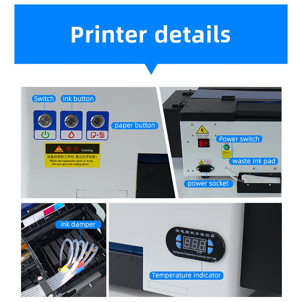 ACHI DTF Transfer Printer A3 DTF Printer T Shirt Printing Machine With Curing Oven for Clothes Hoodies Jeans Textile EU US Stock