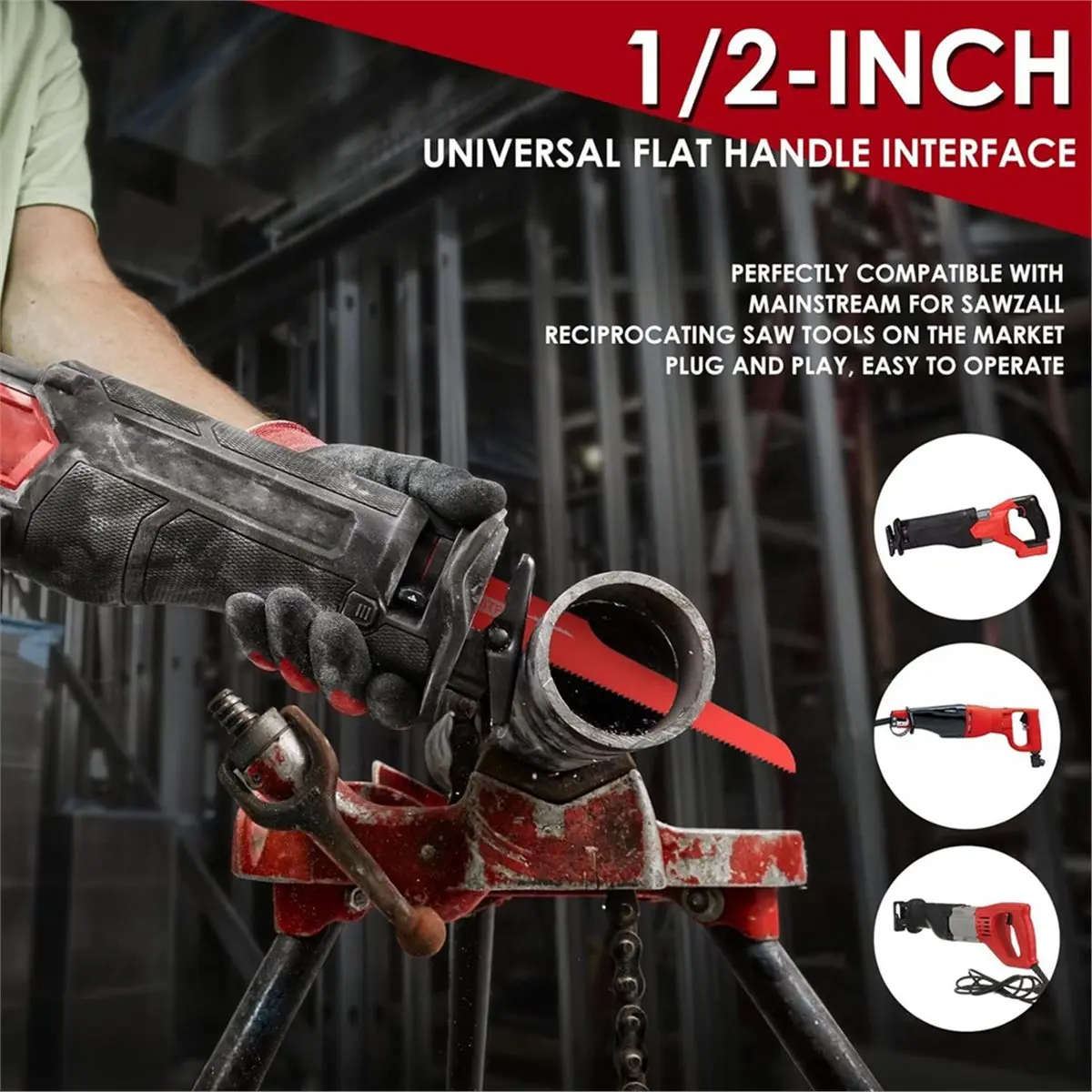12Pcs Air Reciprocating Saw Blades, 18TPI Air Bi Metal Saw Hacksaw Blade, for Standard 1/2