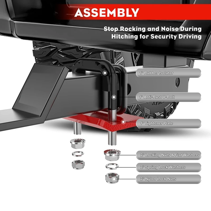 Hitch Tightener Anti Rattle Clamp,Hitch Stabilizer For 1.25Inch And 2Inch Trailer Hitches, Rubber Isolator And Anti Rust