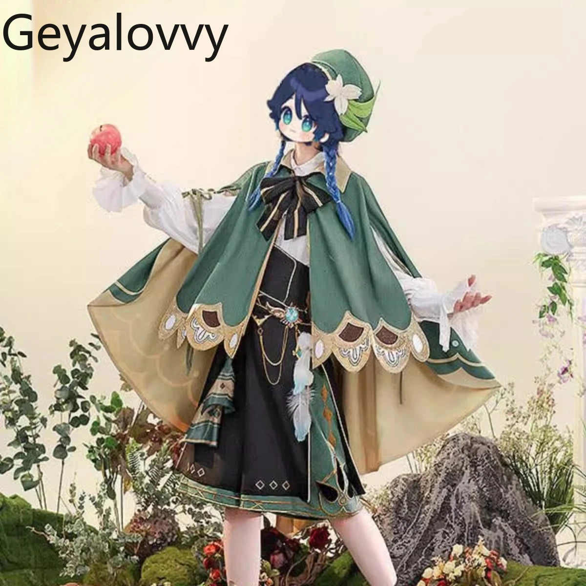 

Japanese Style Cosplay Set Long Sleeve White Shirt and High Waist Shorts Cape Accessories Sweet Girls Versatile Outfits