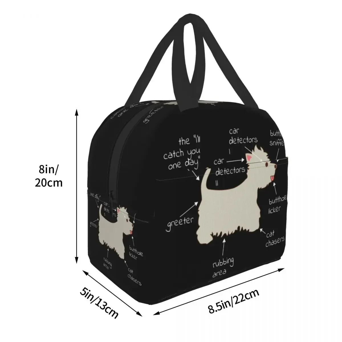 Westie Dog Anatomy Lunch Bag pour femme, glacière, boîte à bento isolée chaude pour l'école des étudiants, West Highland, White Terrier, sacs à lunch