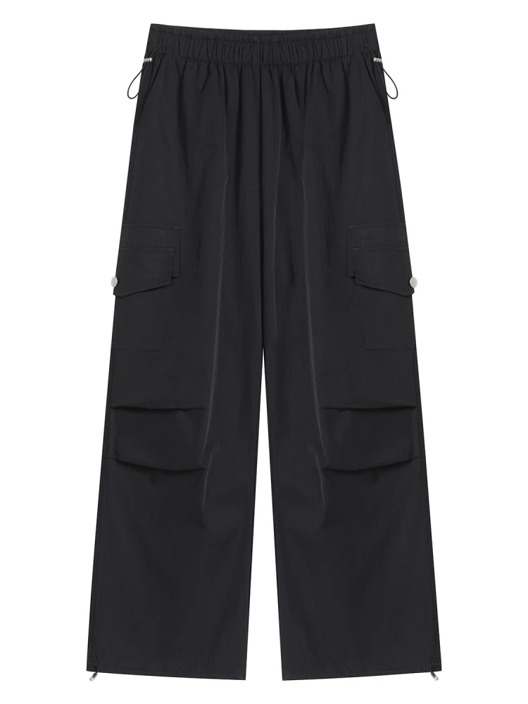 Spodnie z wysokim stanem, z cienkiego jedwabiu lodowego, bawełny i lnu, z szerokimi nogawkami, sportowe, uniwersalne, dla wyższych kobiet, nowe na lato, eleganckie, do pracy, w stylu koreańskim.