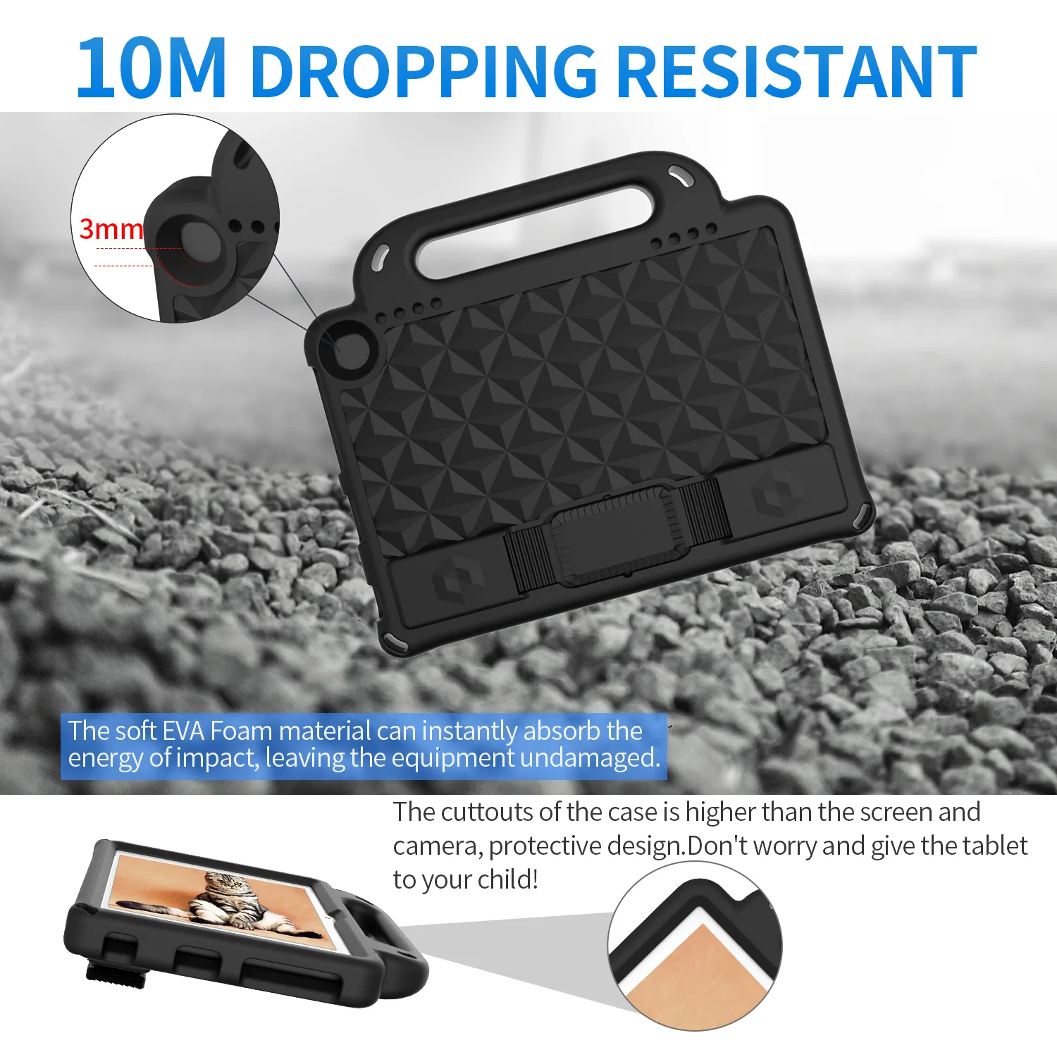 tablet case for Amazon Kindle Fire HD8Plus  HD8 2020 Fire HD72015 2017 2019 Diamond Series Hand-held outdoor portable