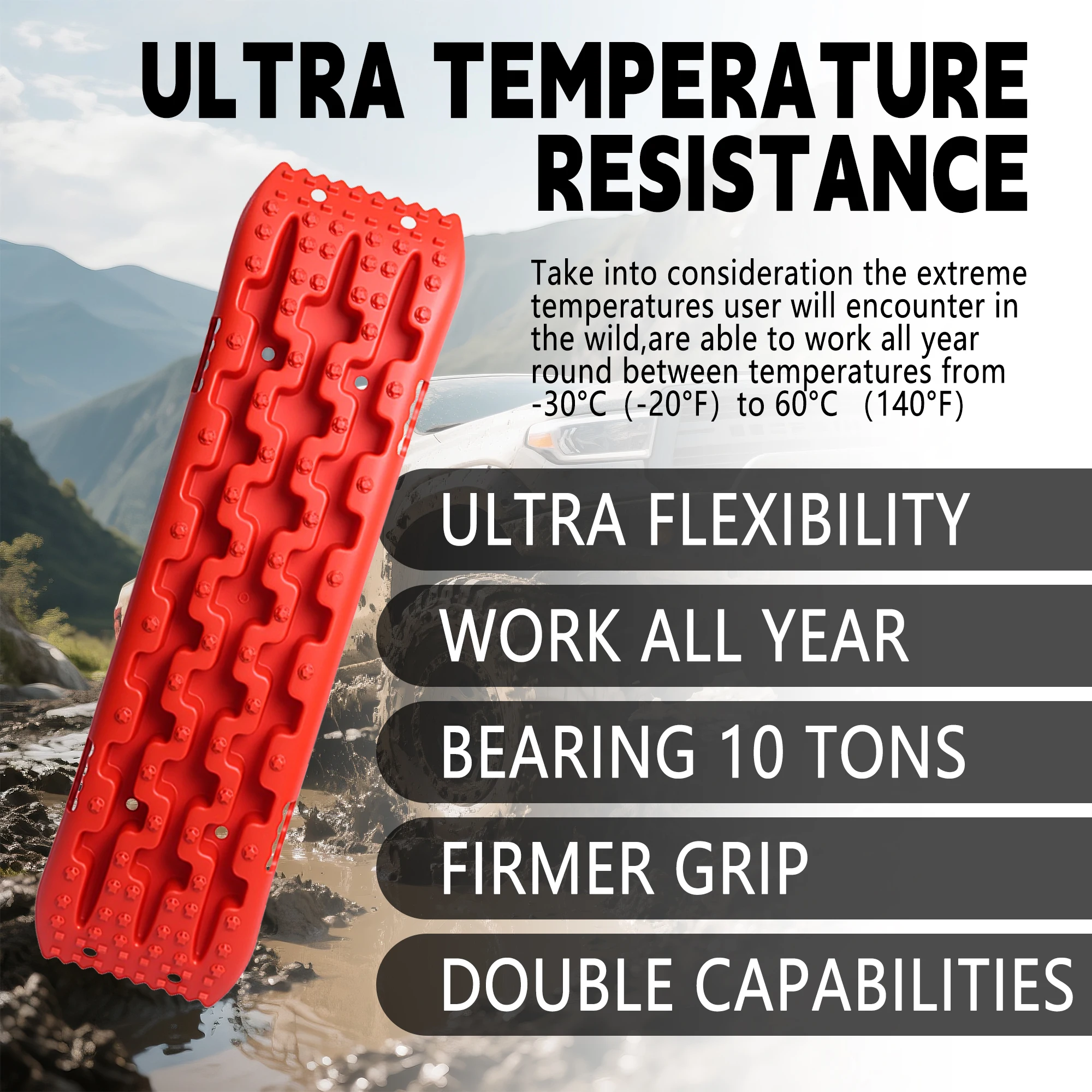 Multi Sizes Off-Road Traction Plates for Car, Truck, SUV RV  Recovery Tracks and Traction Pads Set: Great for Snow, Mud and Sand