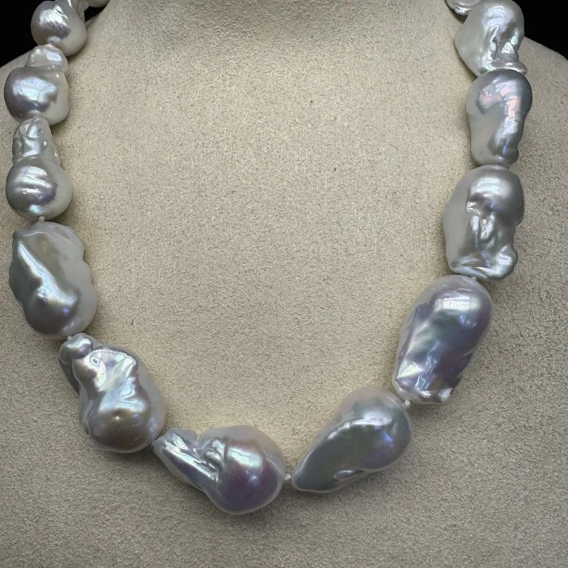 15x21mm Natural Pearl Baroque Necklace, Silver-white Light, Shaped Pearl Fish Tail, Factory Wholesale