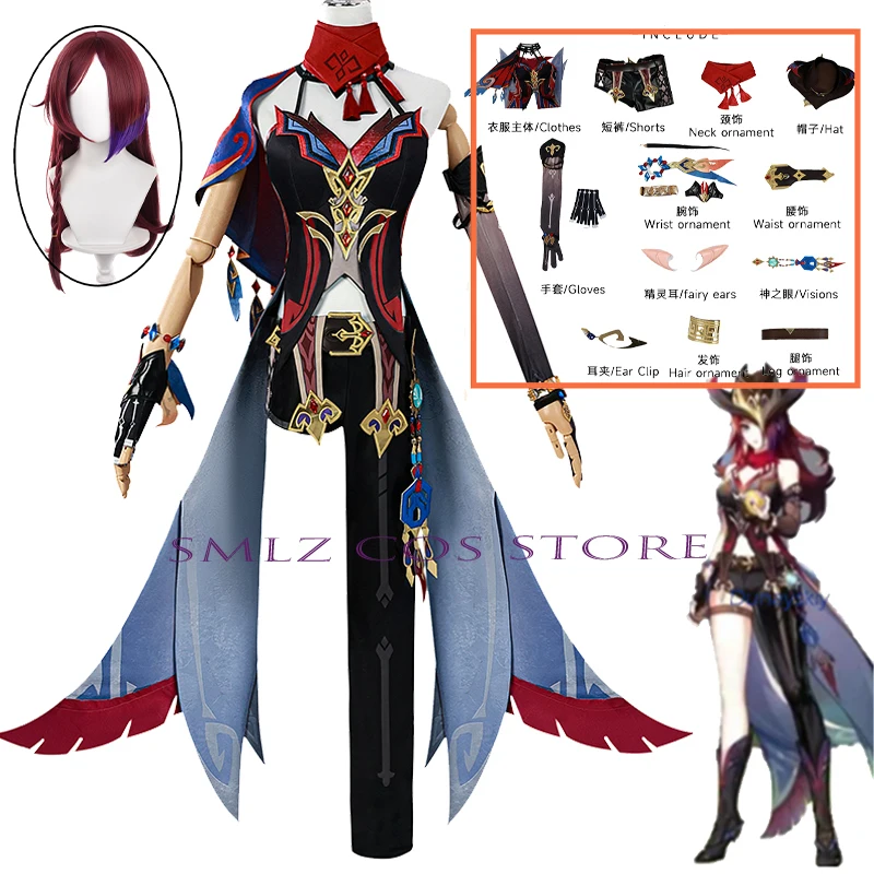 Jeu Genshin Impact Chasca Cosplay Costume pour femme, perruque, Chasca Lore, uniforme, robe, chapeau, ensemble, tenue de fête d'Halloween, nouveau pli