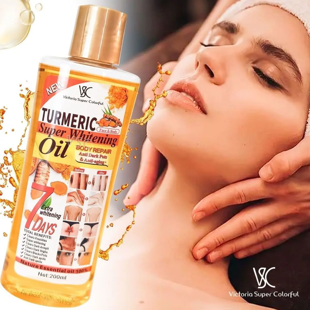 Moisturizing Massage Oil, Ginger Turmeric Argan Oil Blend Facial Body Nourishing Essential Oil Soft Skin Care
