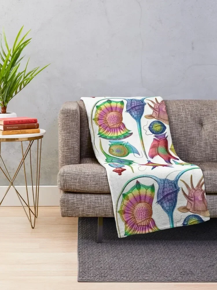 Ernst Haeckel Peridinea Plankton Algae Rainbow Throw Blanket Bed Decorative Sofa Blankets