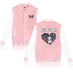 Kuromi Bomber Jacket Women Men Autumn Baseball Jacket Coat Cartoon Kid Streetwear Harajuku Bomber College Jacket