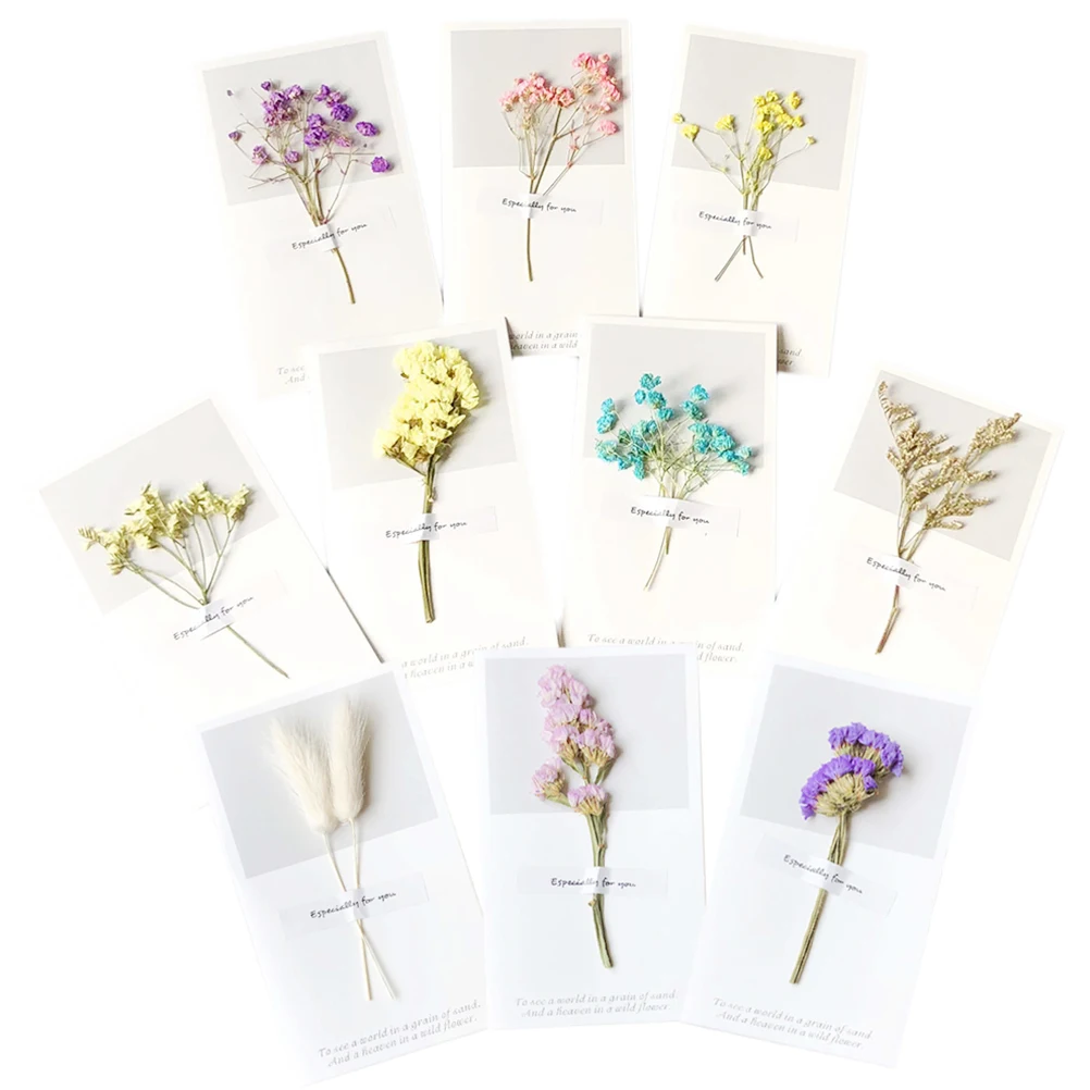 

12pcs Dried Flower Greeting Cards Premium Eco-Friendly Decorative Cards For Birthday Valentine'S Day Anniversary Party