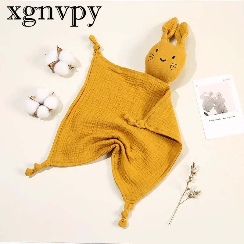 Xgnvpy selimut katun anak-anak, kain kasa ganda, selimut Drool kucing lucu dengan selimut tidur, selimut bayi boneka