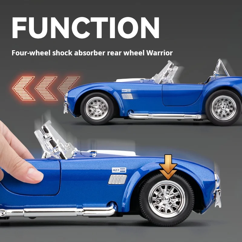 Voiture de sport convertible 1:24, modèle de collection en alliage, force sonore et lumineuse, voiture vintage, simulation de haute qualité, jouet, cadeau