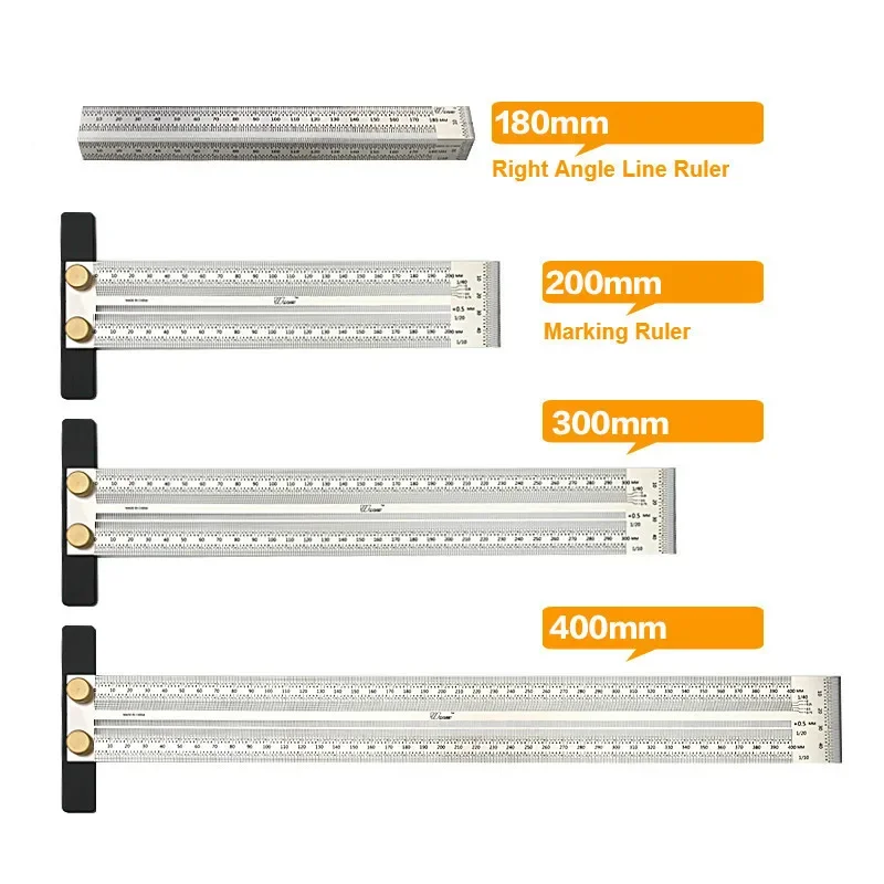

High-Precision Scale Ruler T-Type Hole Ruler Stainless Woodworking Scribing Mark Line Gauge Carpenter Measuring Tool