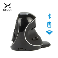 DELUX M618PD Wireless Ergonomic Vertical Mouse Bluetooth + 2.4Ghz 4000DPI Rechargeable 6 Buttons Mice For PC Laptop