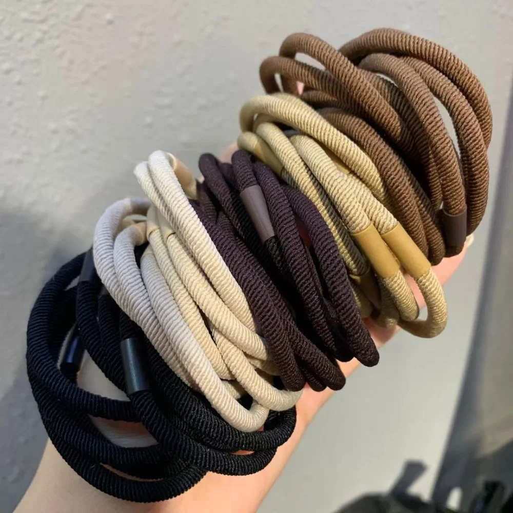 10PCS Elastic Hair Ties Simple Solid Color Hair Bands High Elasticity Durable Hair Ties Woman Hair Accessories