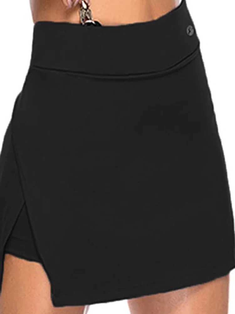 Fake Two-Piece Hakama Skirt Women's Solid Active Performance Skort Lightweight for Running Tennis Golf Sports Mini Skirt