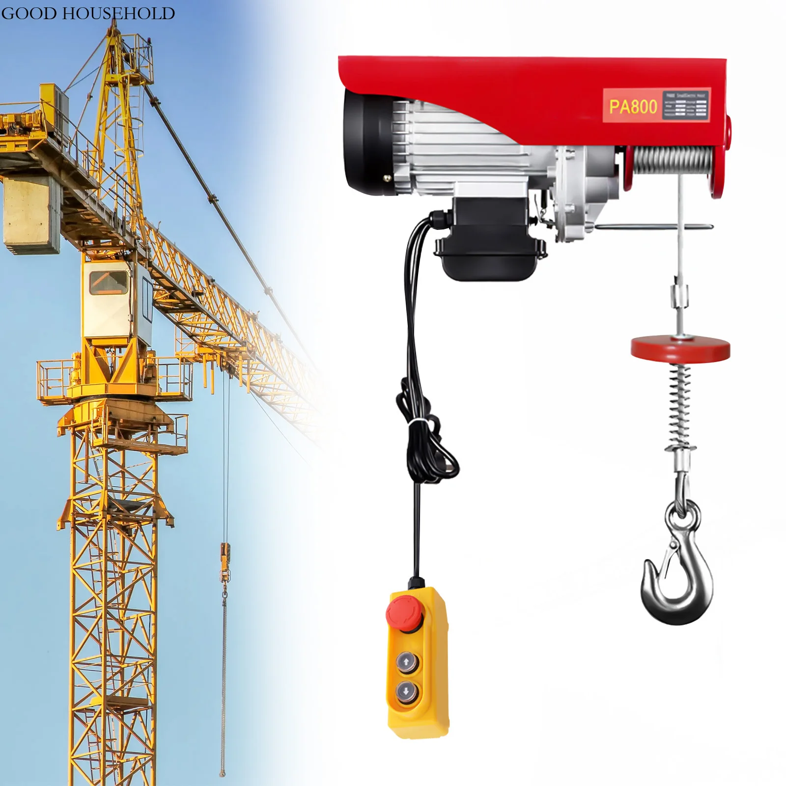 800/1000KG Electric Scaffold Hoist Crane Rope Motor Hub Winch Workshop Garage Cable Lift